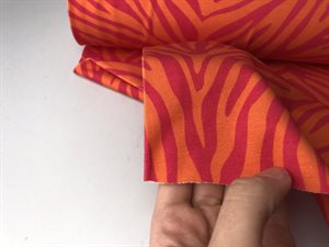 Bomuldsjersey - smuk orange med pinke zebrastriber